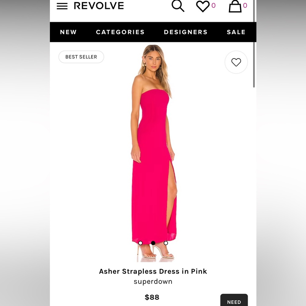 NWT Pink Strapless Dress w Slit